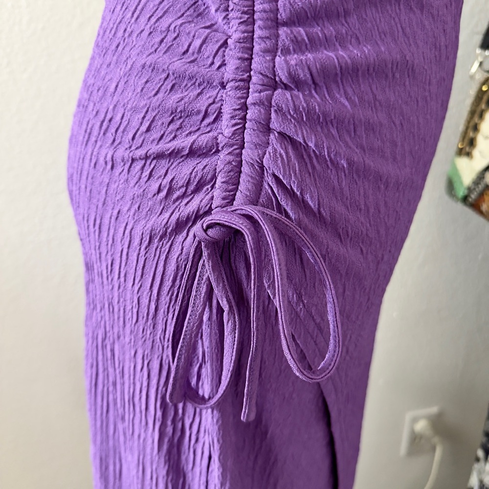 NWT Lulus Modern Confidence Textured Ruched Drawstring Midi Skirt - Size S - Picture 5 of 6